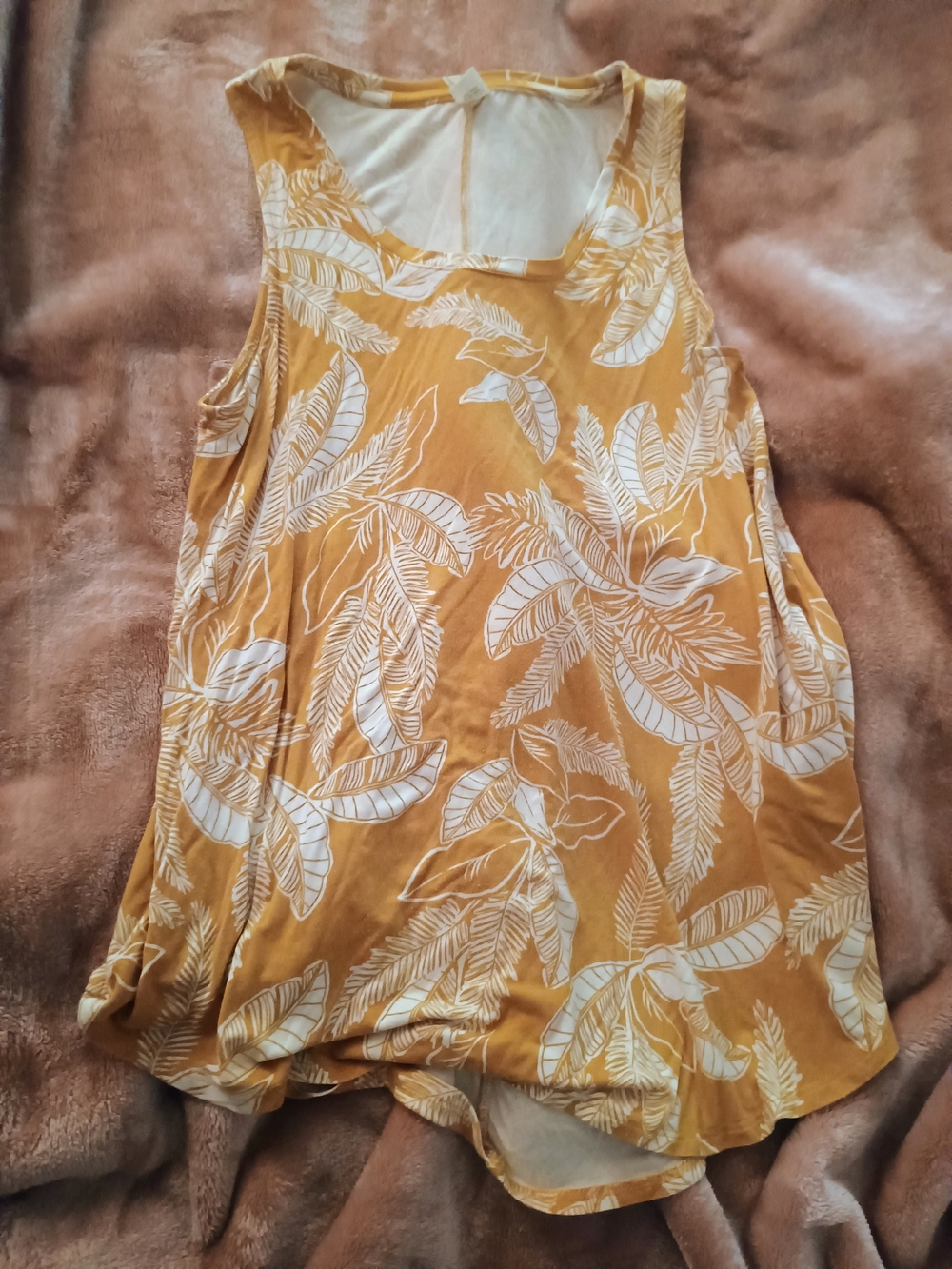 Old Navy Mustard Yellow Tropical Leaf Tank Top